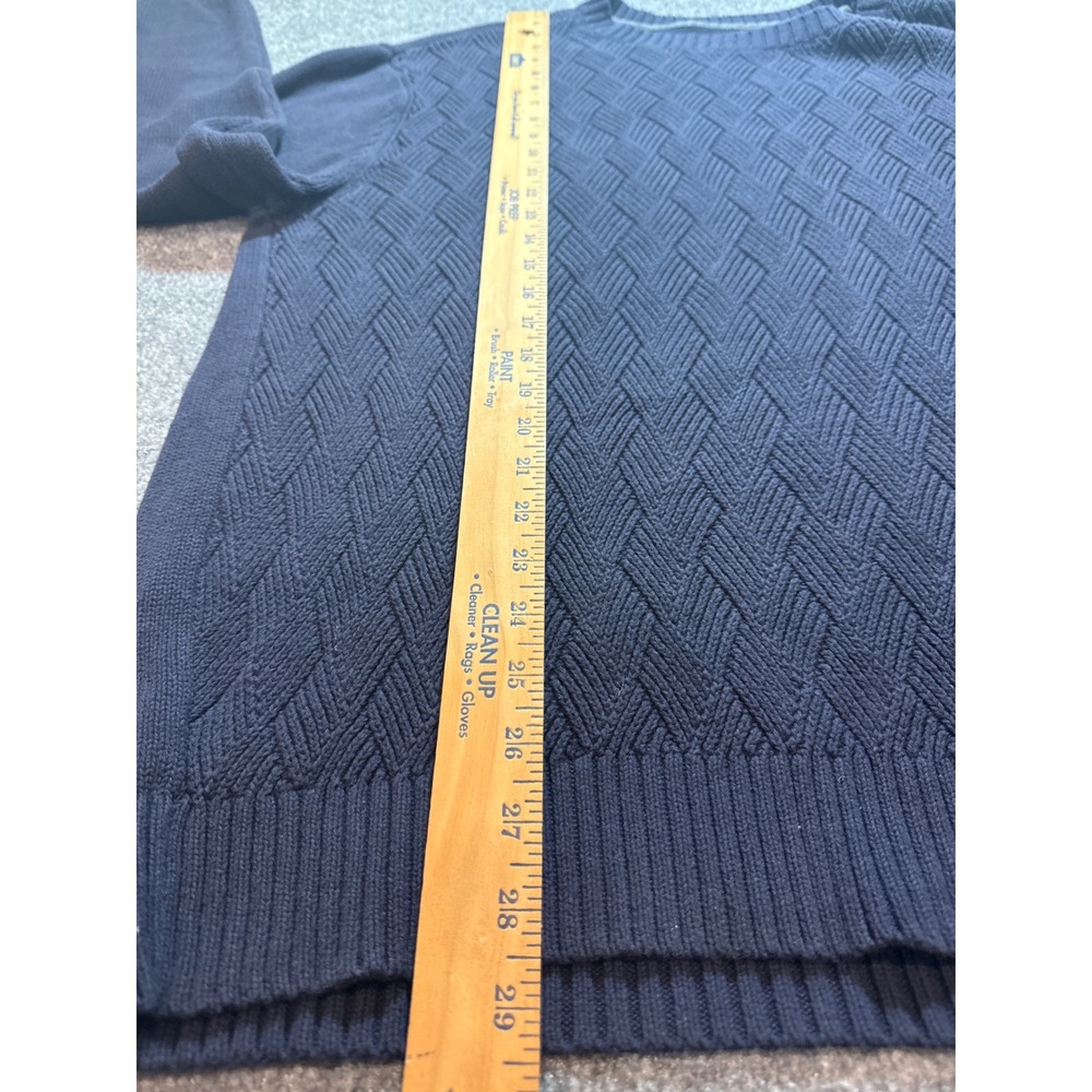 Vintage St Johns Bay Mens XXL Navy Blue Cotton Knit Sweater 90s Diamond Texture - Picture 5 of 7